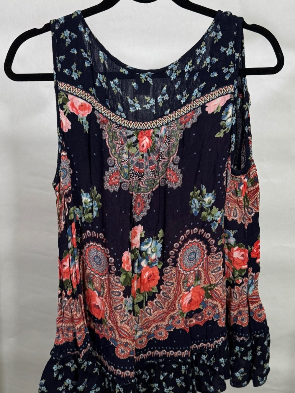 Boho navy sleeveless top size XL